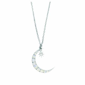 Crescent Moon And Star Pendant In Moonstone And Diamond, 7 of 9