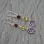 Garnet Peridot Amethyst: 925 Silver Birthstone Earrings, thumbnail 3 of 9