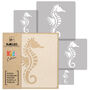 Reusable Plastic Stencils Five Seahorse With Brushes, thumbnail 2 of 5