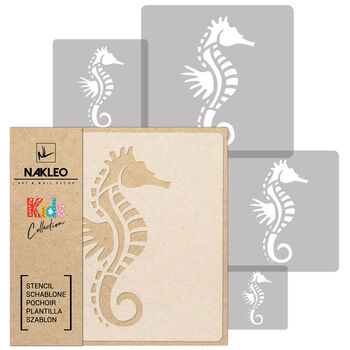 Reusable Plastic Stencils Five Seahorse With Brushes, 2 of 5