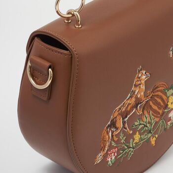 Fox And Pumpkin Embroidered Tan Saddle Bag, 6 of 6