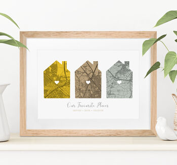 Favourite Places Personalised Map Print, 3 of 12