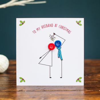 'To My Husband At Christmas' Button Card, 3 of 6