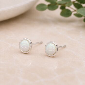 6mm Sterling Silver Opal Stud Earrings, 4 of 8