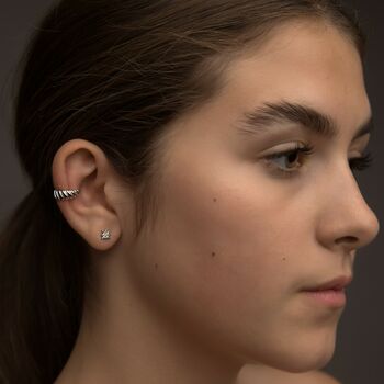 Sterling Silver Ribbed Ear Cuff, 3 of 3