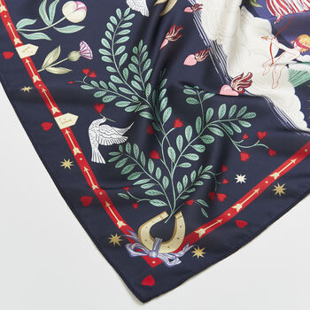 Freya Narrative Navy Square Scarf, 4 of 4