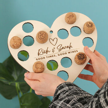 Personalised Heart Shape Cork Collector For Couples, 3 of 5