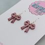 Ribbon Bow Mini Glitter Resin Earrings, thumbnail 10 of 12