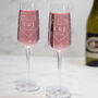 Geometric Heart Initials And Date Glass Champagne Flute, thumbnail 1 of 2