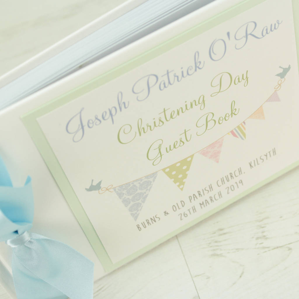 Personalised Bunting Christening Guest Book By Dreams To Reality Design
