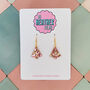 Small Pink And Blue Christmas Tree Earrings, thumbnail 1 of 4