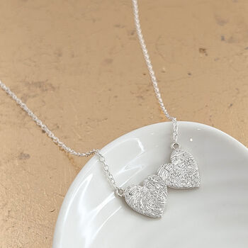 Personalised Fingerprint Double Heart Necklace, 4 of 6