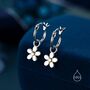 Sterling Silver Daisy Dangle Drop Huggie Hoop, thumbnail 7 of 12
