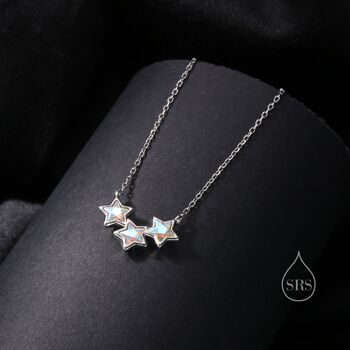 Aurora Cz Triple Star Pendant Necklace, 2 of 9