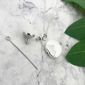 Personalised Sterling Silver Engraved Heart Cremation Ashes Urn Necklace, 12 of 12