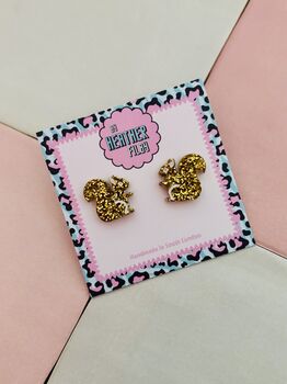 Squirrel Glitter Resin Studs / Forest Lover Gift / Cute Wildlife Accessories / Handmade Jewellery, 5 of 5