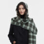 Cathy Green Check Hooded Scarf, thumbnail 2 of 7