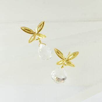 Gold Leaf And Rock Crystal Earrings, 2 of 3