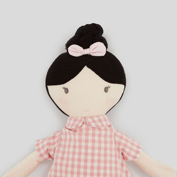 Personalised My 1st Doll In Pink Dress Black Hair, 3 of 4