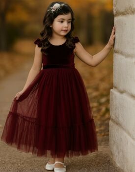 Noel In Burgundy~ Party Or Flower Girl Dress, 2 of 4