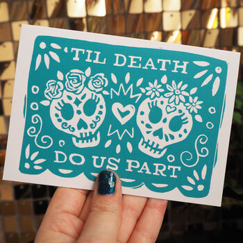 Same Sex Couple Day Of The Dead Wedding Card, 3 of 6