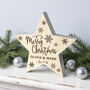 Personalised Merry Christmas Wooden Star Decoration, thumbnail 1 of 4