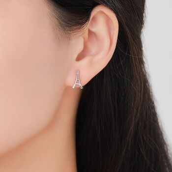 Sterling Silver Eiffel Tower Stud Earrings, 6 of 12