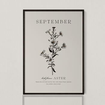 Birth Flower Wall Print 'Aster' For September, 3 of 12