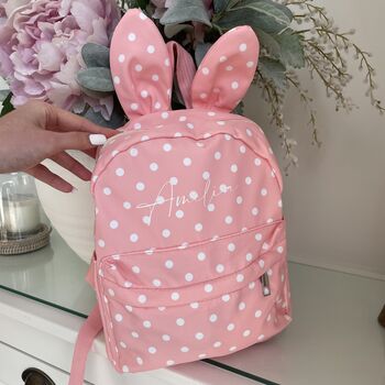Personalised Childrens Polka Dot Bunny Backpack, 5 of 7