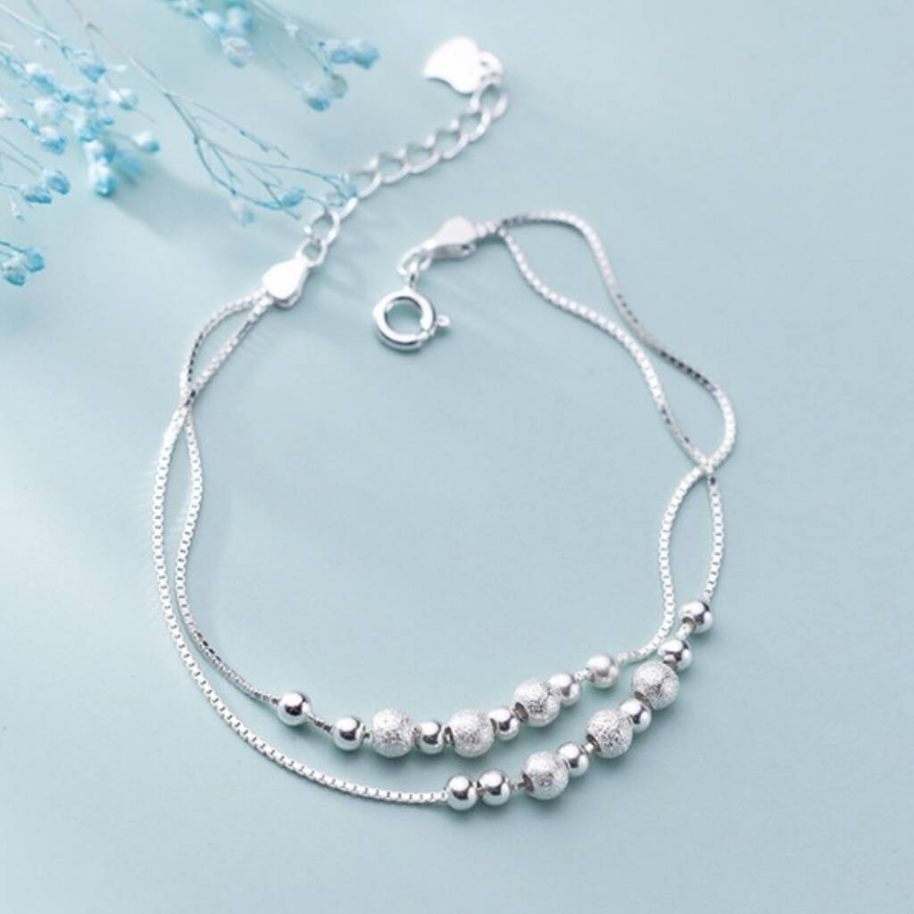 Sterling Silver Layered Bead Bracelet By My Posh Shop