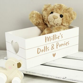 Personalised Heart White Wooden Storage Crate, 2 of 4