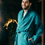 Navy Linen Robe For Men, thumbnail 5 of 12