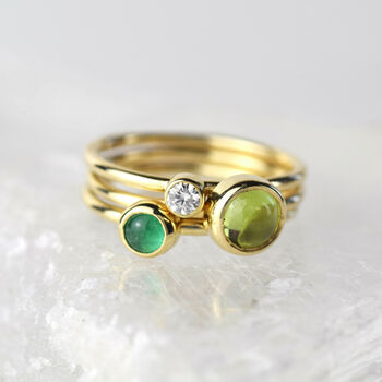 Simple Gold Emerald Stacking Ring, 3 of 5
