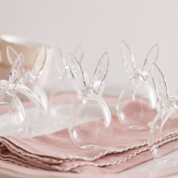 Six Clear Glass Bunny Egg Decorations, 2 of 2