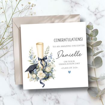 Graduation Floral Diplomas Card, Phd, Masters Card For Her, 2 of 3