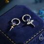 Sterling Silver Mismatched Dragon And Sword Huggie Hoops, thumbnail 2 of 10