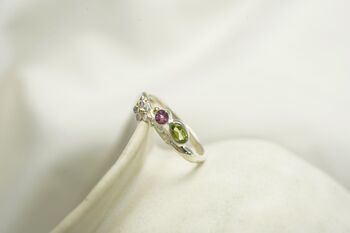 Peridot And Pink Tourmaline Flower Ring, 4 of 7