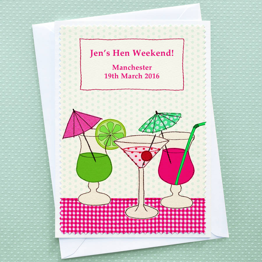 cocktails personalised hen party card by jenny arnott cards gifts