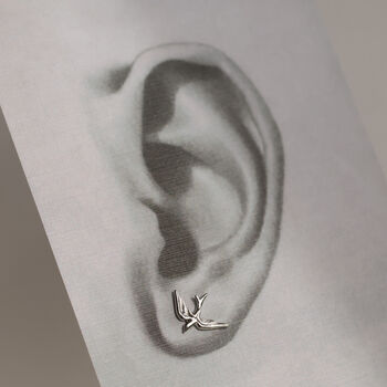 Sterling Silver Swallow Bird Stud Earrings, 2 of 6