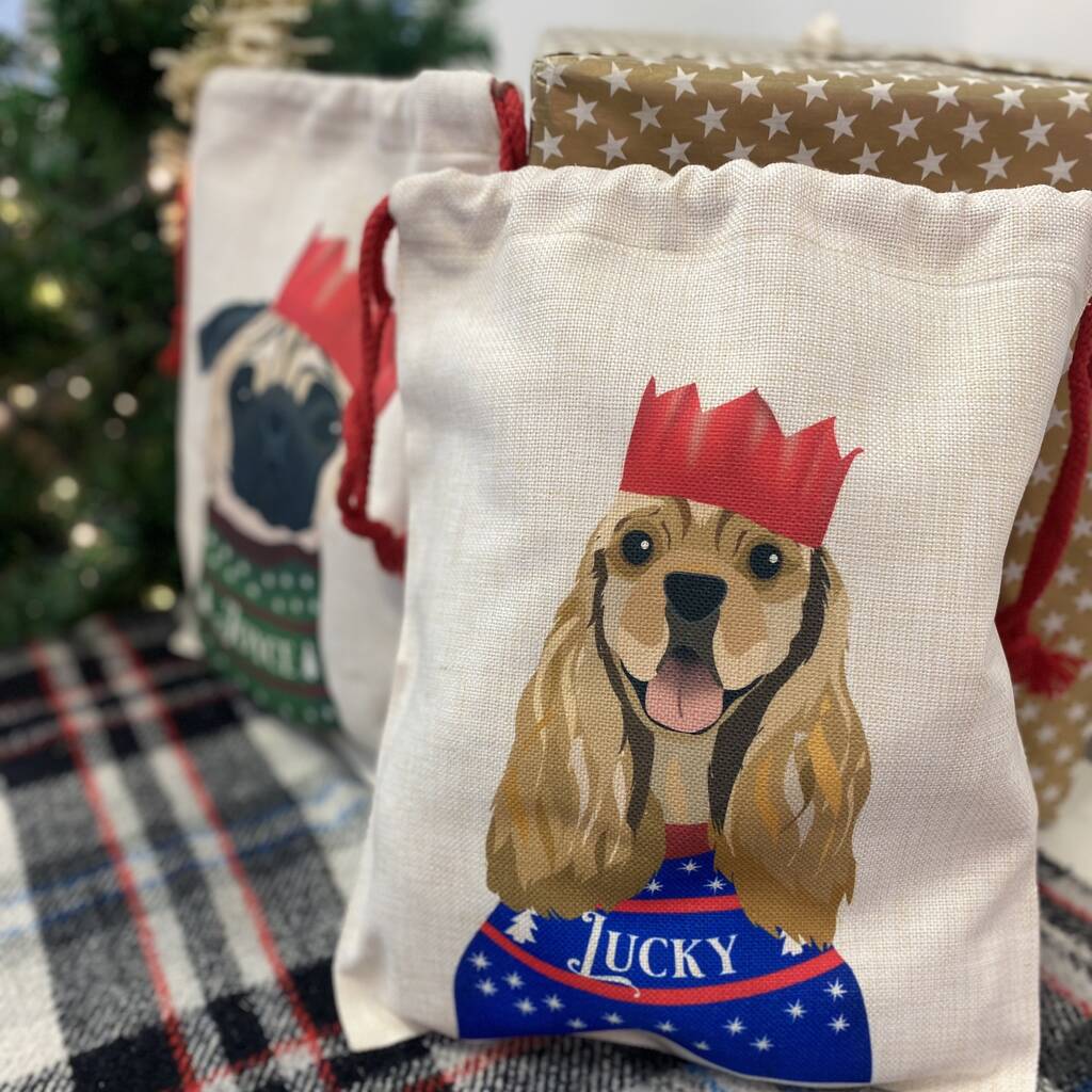 Personalised Christmas Party Dog Present Sack, 1 of 9