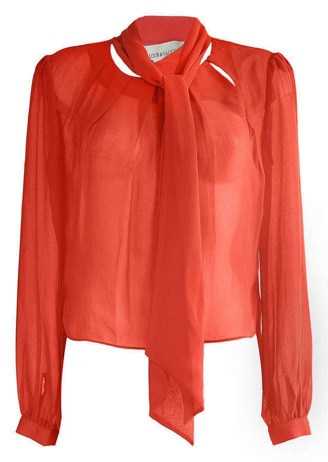 Orange Tie Neck Blouse By Valour & Valkyrie | notonthehighstreet.com
