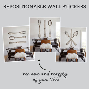 Antique Cutlery Fabric Wall Stickers, 4 of 5