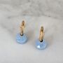 Blue Opal Teardrop October Birthstone Earrings, Gold, thumbnail 4 of 7