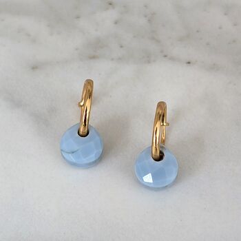 Blue Opal Teardrop October Birthstone Earrings, Gold, 4 of 7