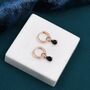 Sterling Silver Black Cz Droplet Hoop Earrings, thumbnail 2 of 11