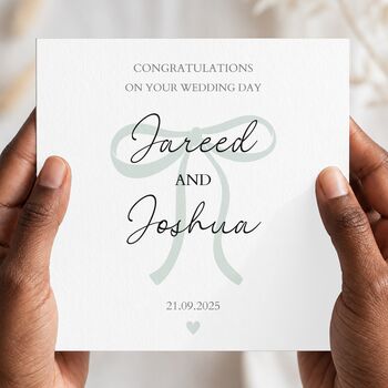 Personalised Mr And Mrs Wedding Card, On Your Wedding Day Bow Card, 4 of 5