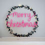 Merry Christmas Holly Fairy Light Wreath, thumbnail 3 of 6