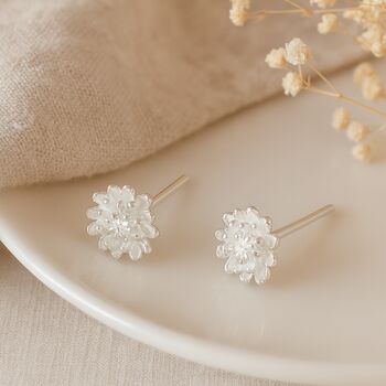 Sterling Silver November Birth Flower Stud Earrings – 8mm, 2 of 9