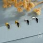 Black Cz Rhombus Flat Back Earrings In Sterling Silver, thumbnail 1 of 10