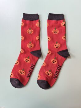 Halloween Pumpkin Bamboo Socks, 6 of 10